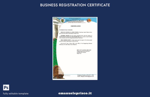 certificato di buona reputazione Filippine stile verificato Modello Word e PDF 5